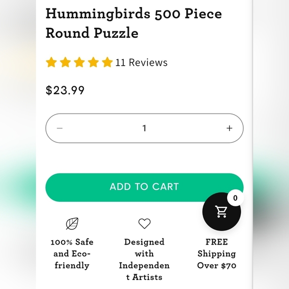 Eeboo Hummingbirds 500 Piece Round Puzzle - Picture 6 of 6